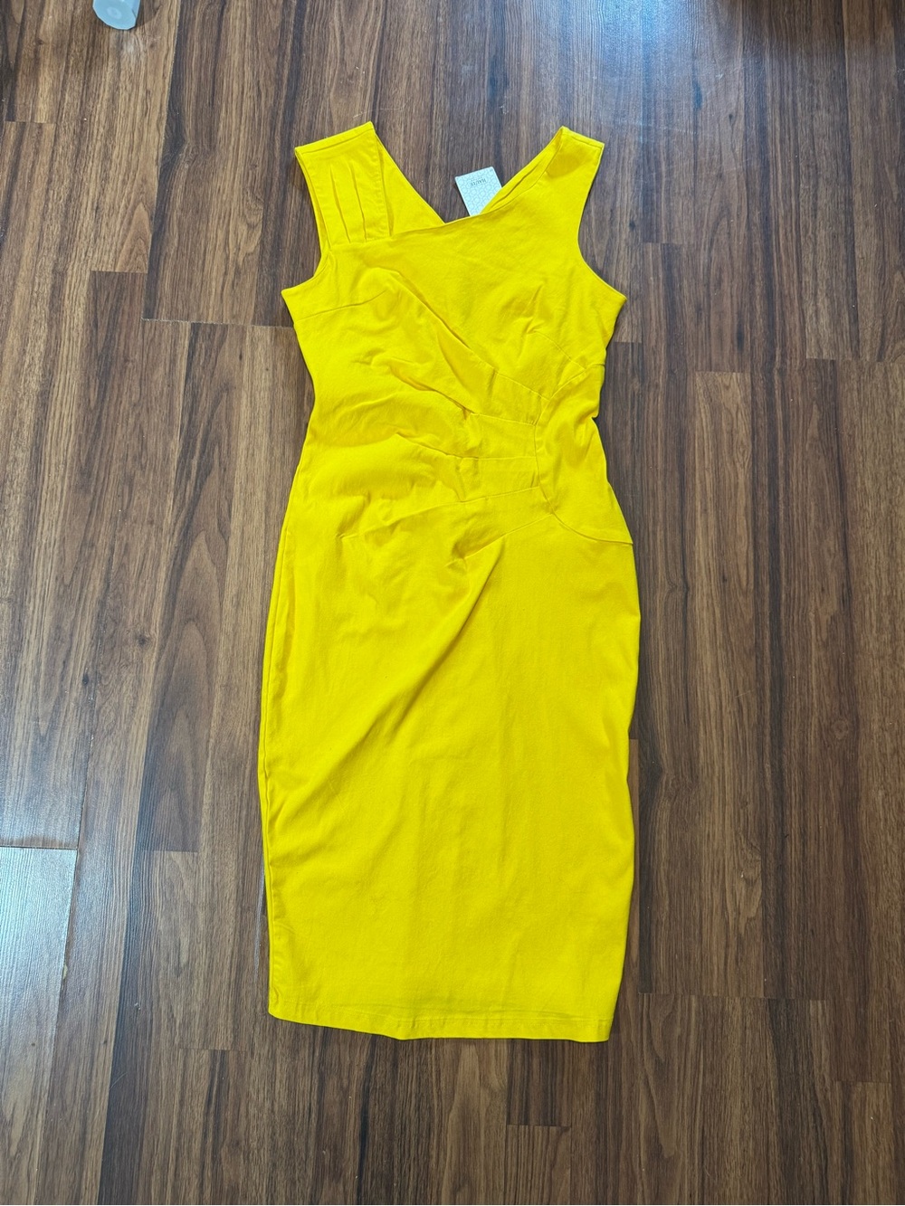 Haute Yellow Solid Sheath Dress Women’s Size Small Knee Length